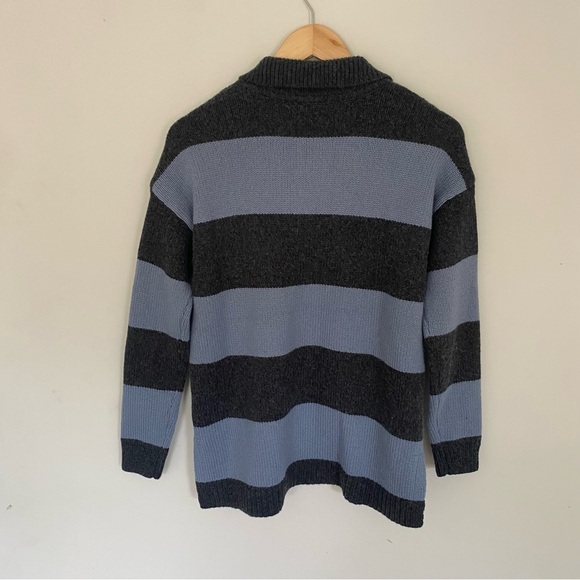 Madewell Rugby Stripe Polo Sweater Blue Grey Wool Alpaca Size XS - Picture 11 of 11